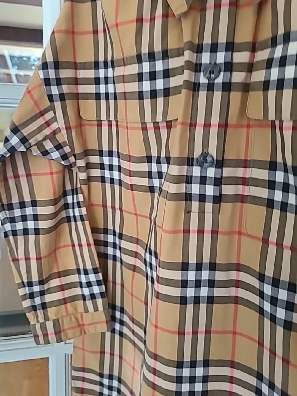 Burberry Tan Plaid Button-Down Shirt 14y - Picture 2 of 5